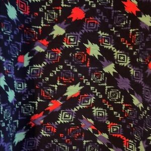 LuLaRoe High Low Dress - Black, Red, Purple, Green Pattern
